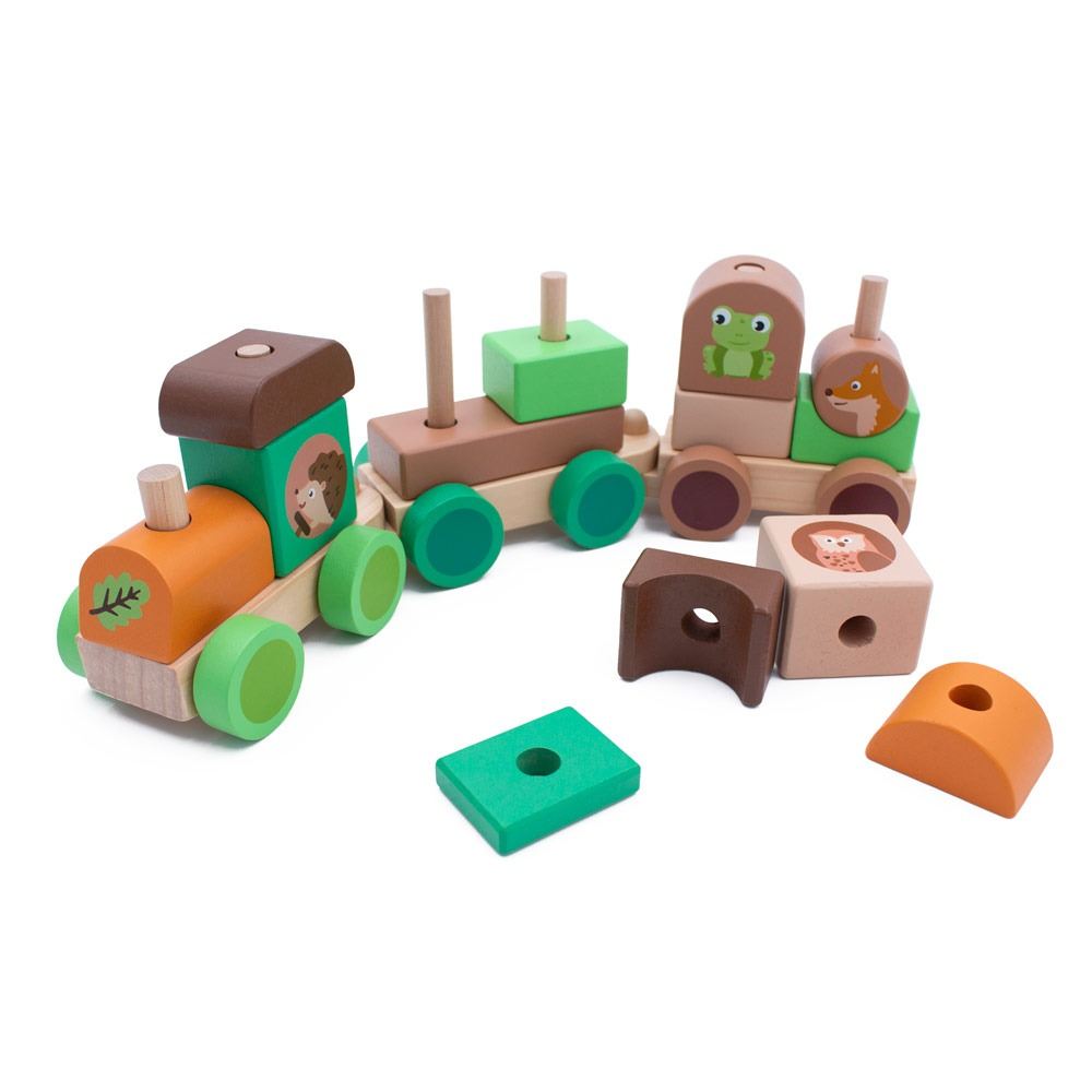 Wooden Stacking Train Toys & Games BambooBeautiful 