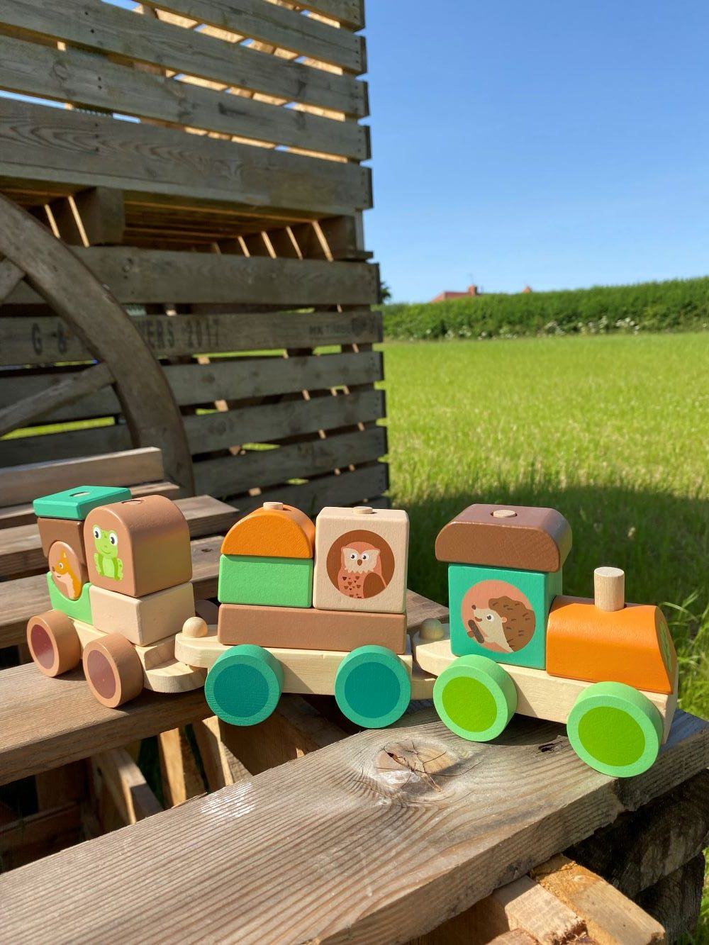Wooden Stacking Train Toys & Games BambooBeautiful 